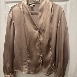 Notations Shimmering Satin Top in Taupe